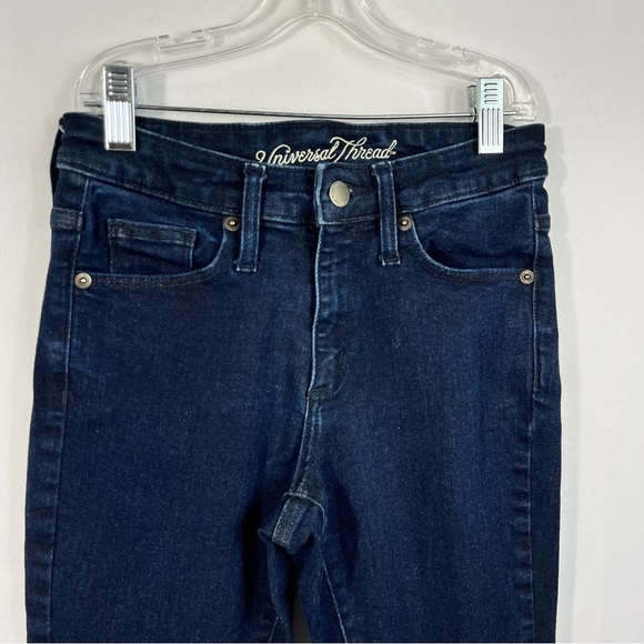 Universal Thread Dark Wash Denim High Waisted Skinny Jeans Jeggings 0 Short 25S - Picture 4 of 5
